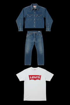 Box Levi's "Full Denim" - Lot 20, 50, 100 pièces | Mix Vestes, Chemises, Sweats ... | Grade A-2