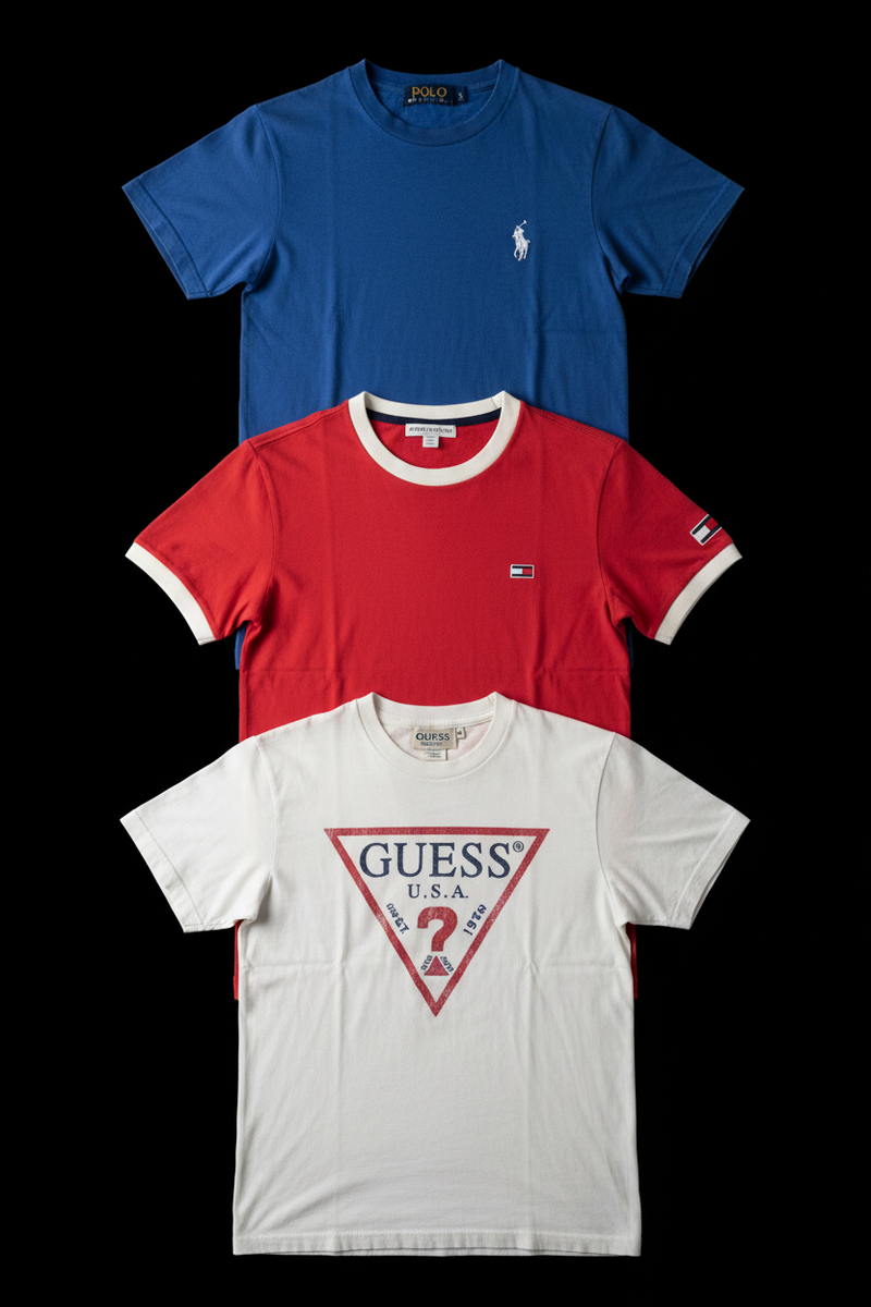 T-shirts Mix Marques Premium - Lot 20, 50, 100 pièces | Ralph Lauren, Lacoste, Tommy, Guess-2