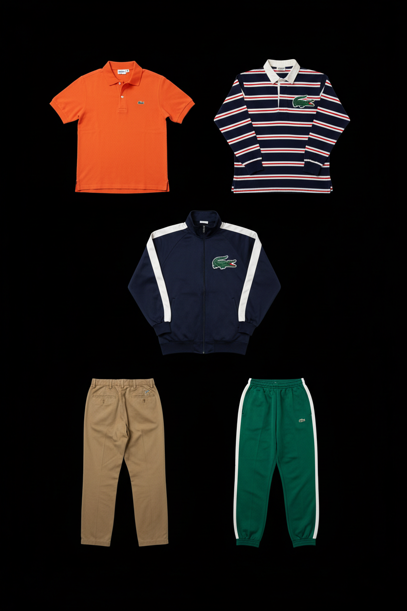 Box Lacoste - Lot 20, 50, 100 pièces | Mix Homme & Femme | Sweat, T-shirt, Chemise, Pantalon | Grade A