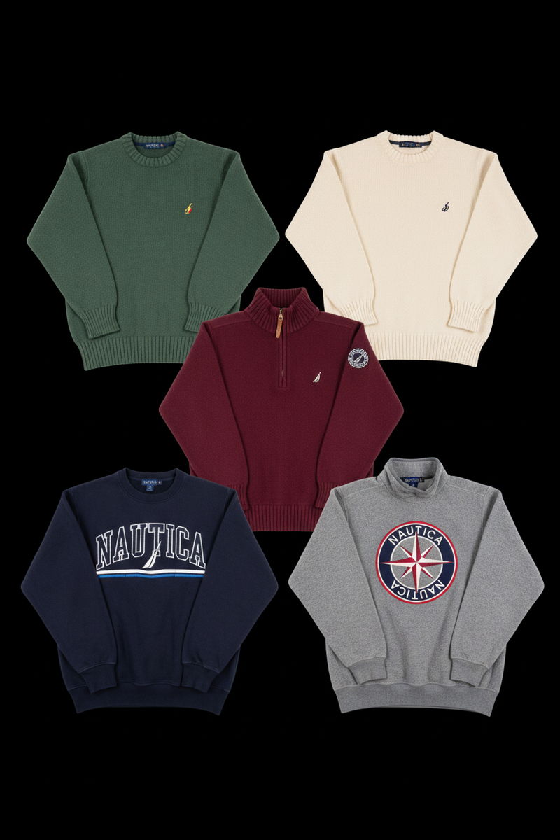 Pull Nautica Vintage - Lot 20, 50, 100 pièces | Style Marine Premium | Grade A-3