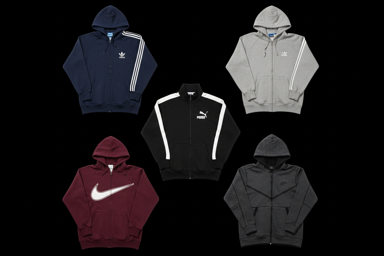 Sweat-shirt Full Zip Mix Sport - Lot 20, 50, 100 pièces | Nike, Adidas, Champion, Zip Hoodies-1
