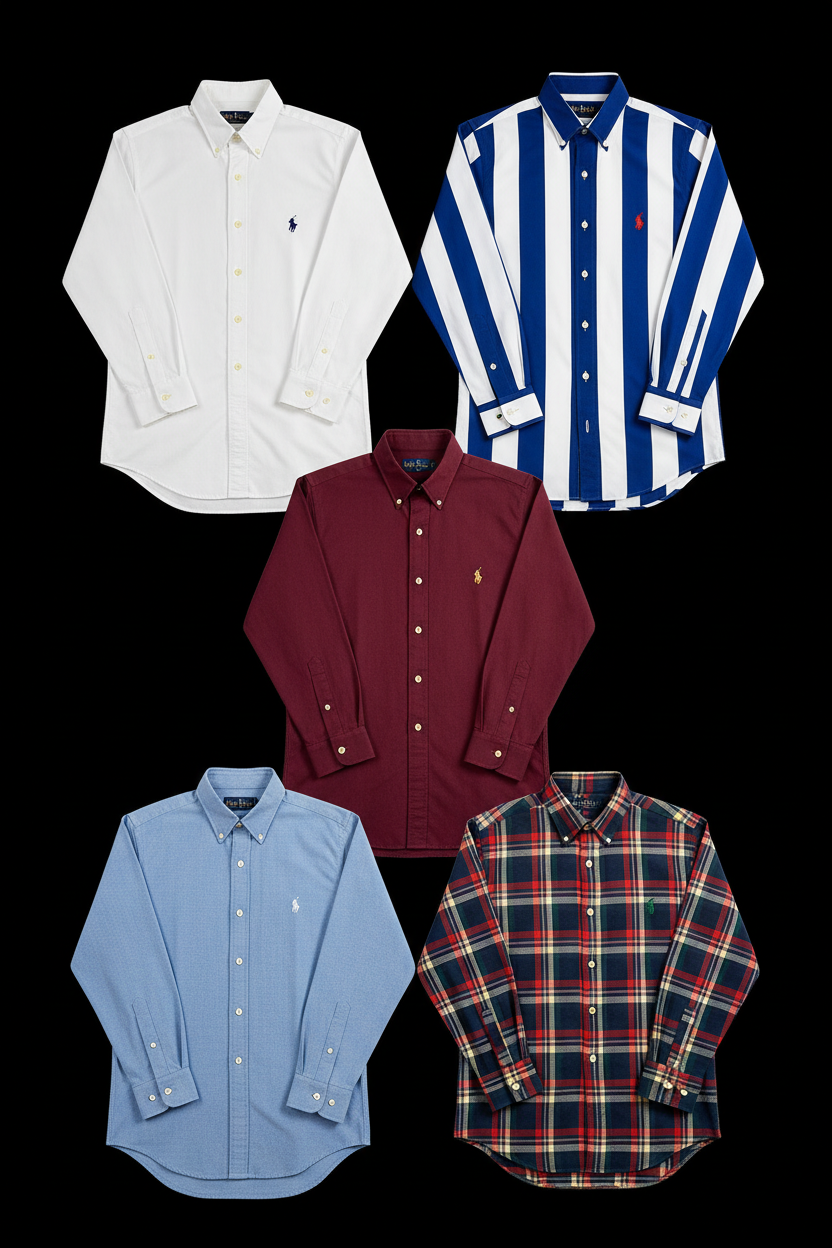 Chemises Ralph Lauren - Lot 20, 50, 100 pièces | Oxford, Popeline, Denim | Grade A-3